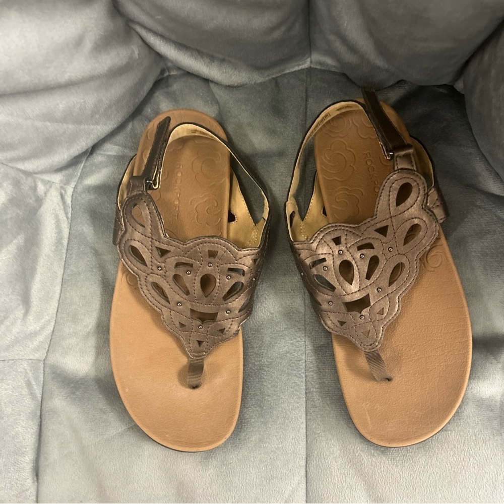 ROCKPORT Women's Ridge Sling Sandals Pewter Comfort Walking Shoes Womens Sz 7.5
